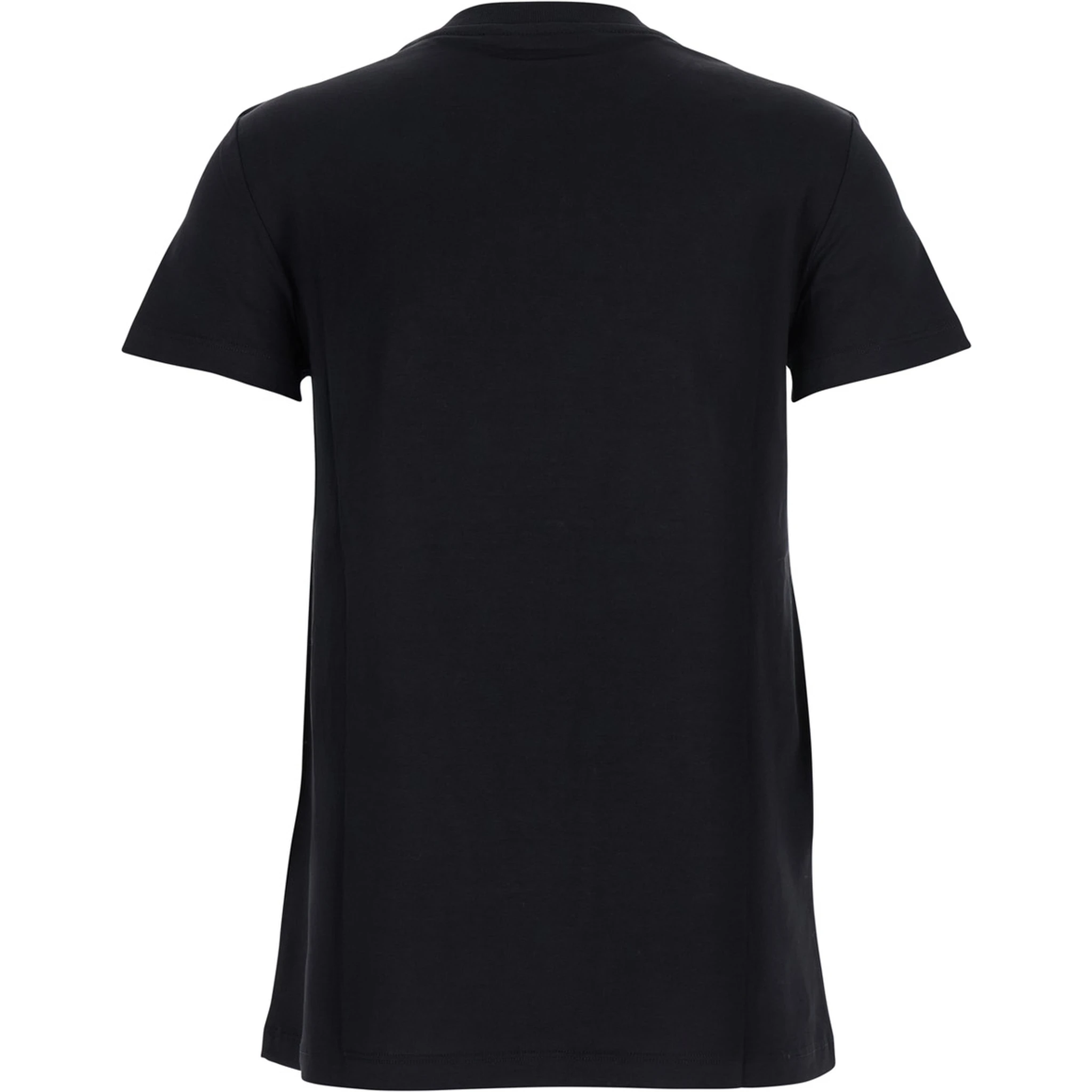 Black Crew Neck T-Shirt with Front Logo in Cotton Woman