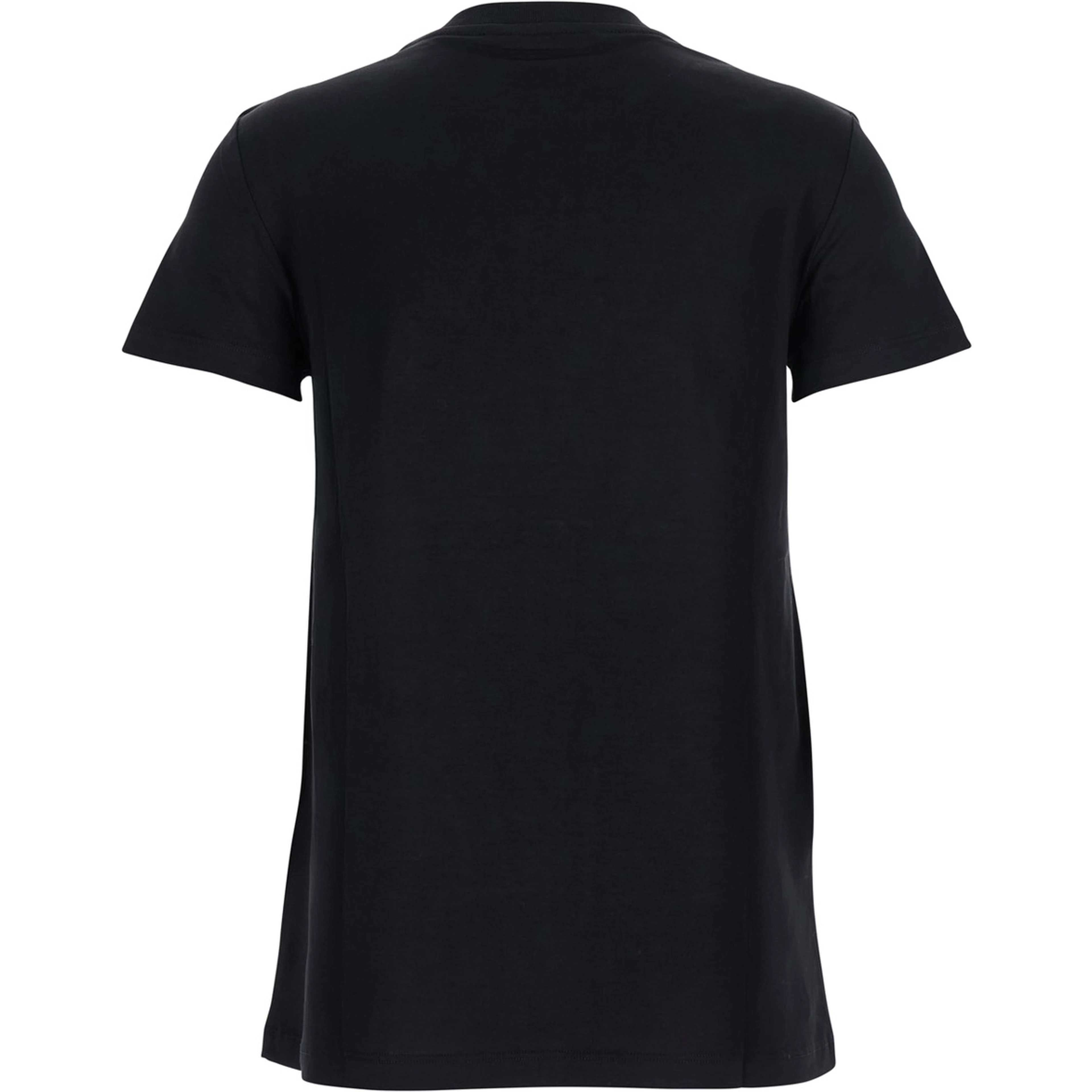 Black Crew Neck T-Shirt with Front Logo in Cotton Woman