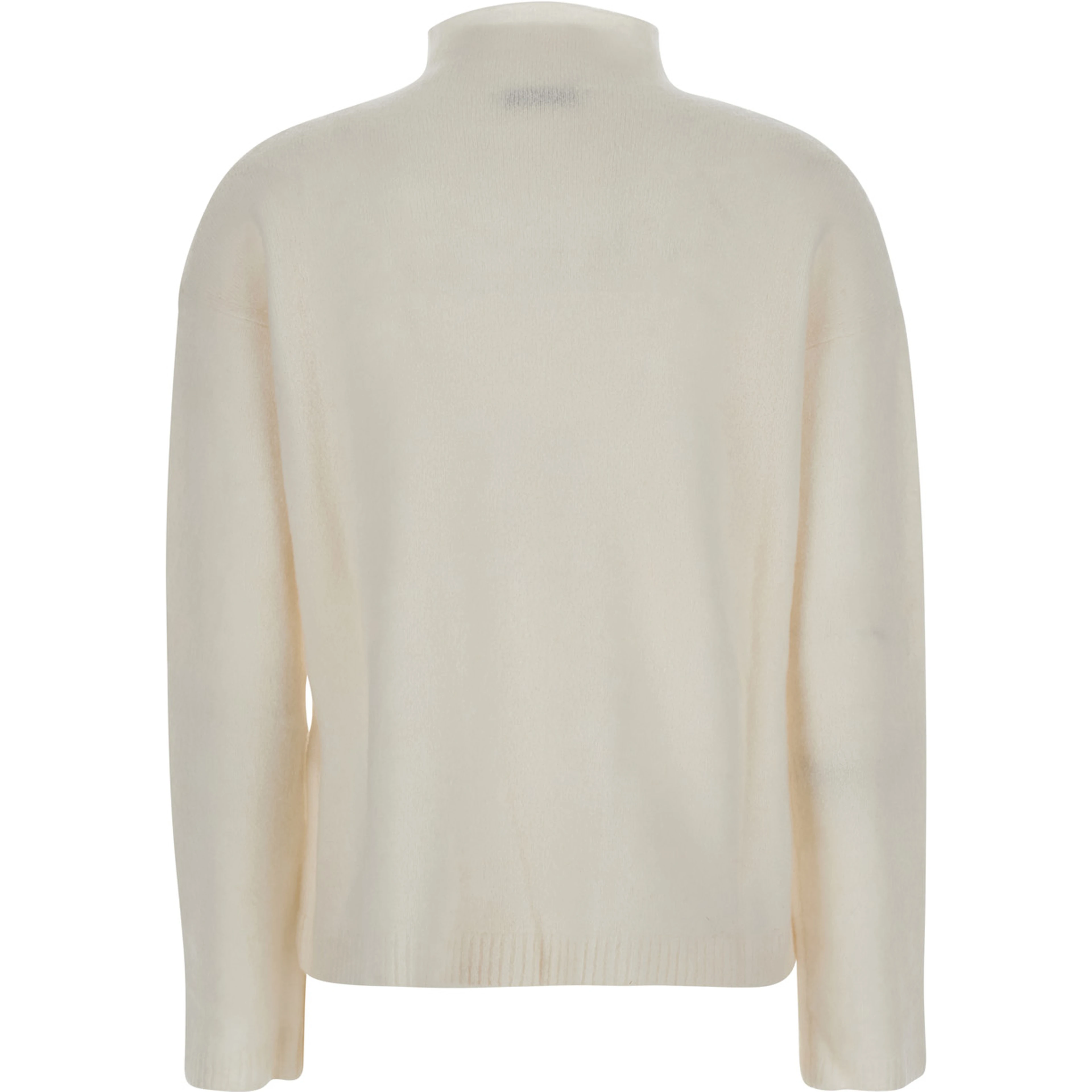 Orlaya White Sweater with High Neck and Dropped Shoulders in Cashmere Blend Woman