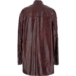 Borel Bordeaux Jacket with Classic Collar and Front Button Closure in Leather Woman
