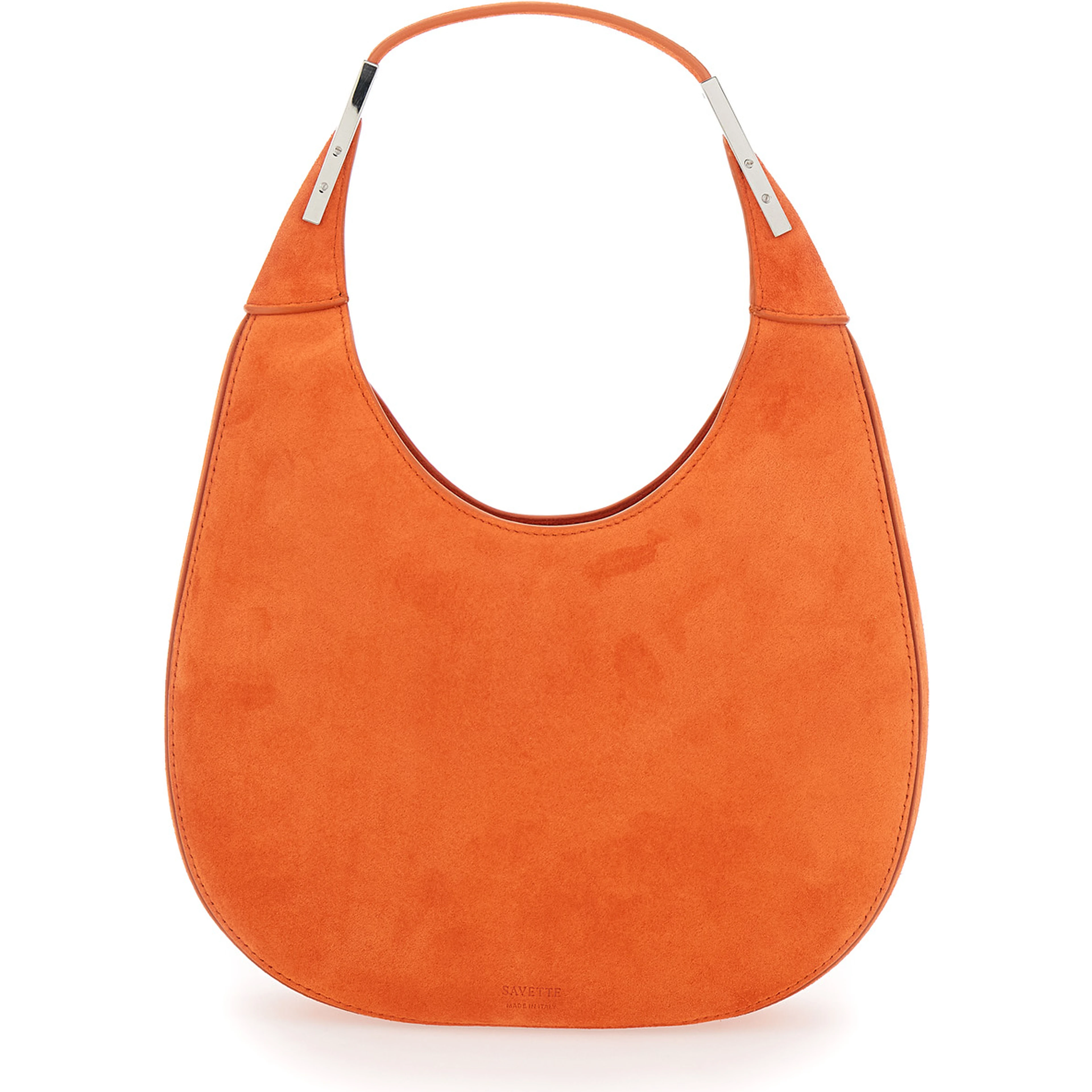 Florence Small Orange Shoulder Bag with Open Top in Suede Woman