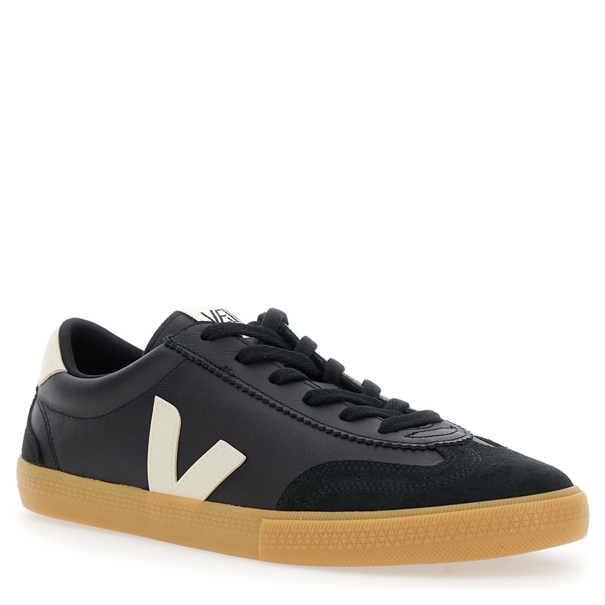 Volley Black Sneakers with Side Logo and Lettering Logo on the Heel in Organic Cotton Unisex