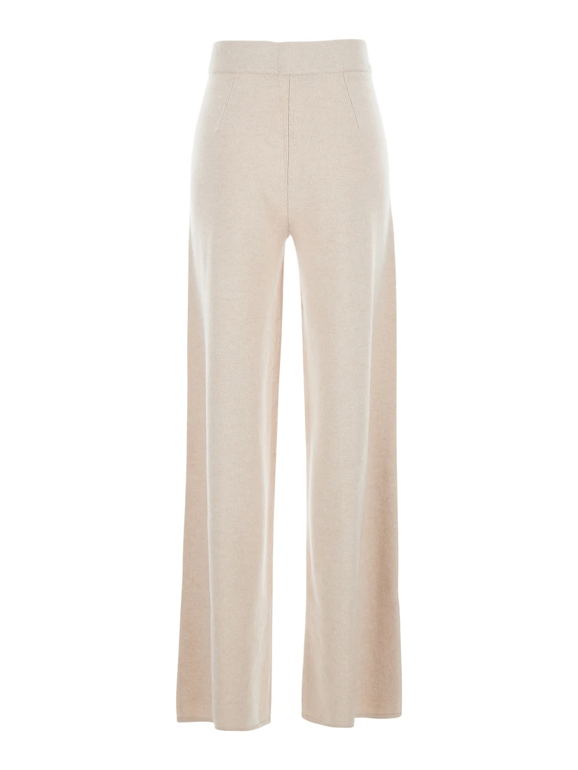 Mortitz Beige Trousers with Elastic Waist in Wool Blend Woman