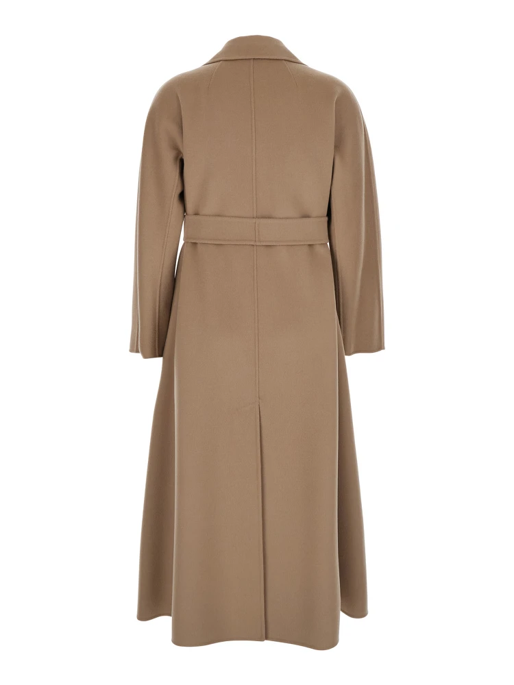 Enzo Beige Coat with Wide Notched Revers in Virgin Wool Woman alternative