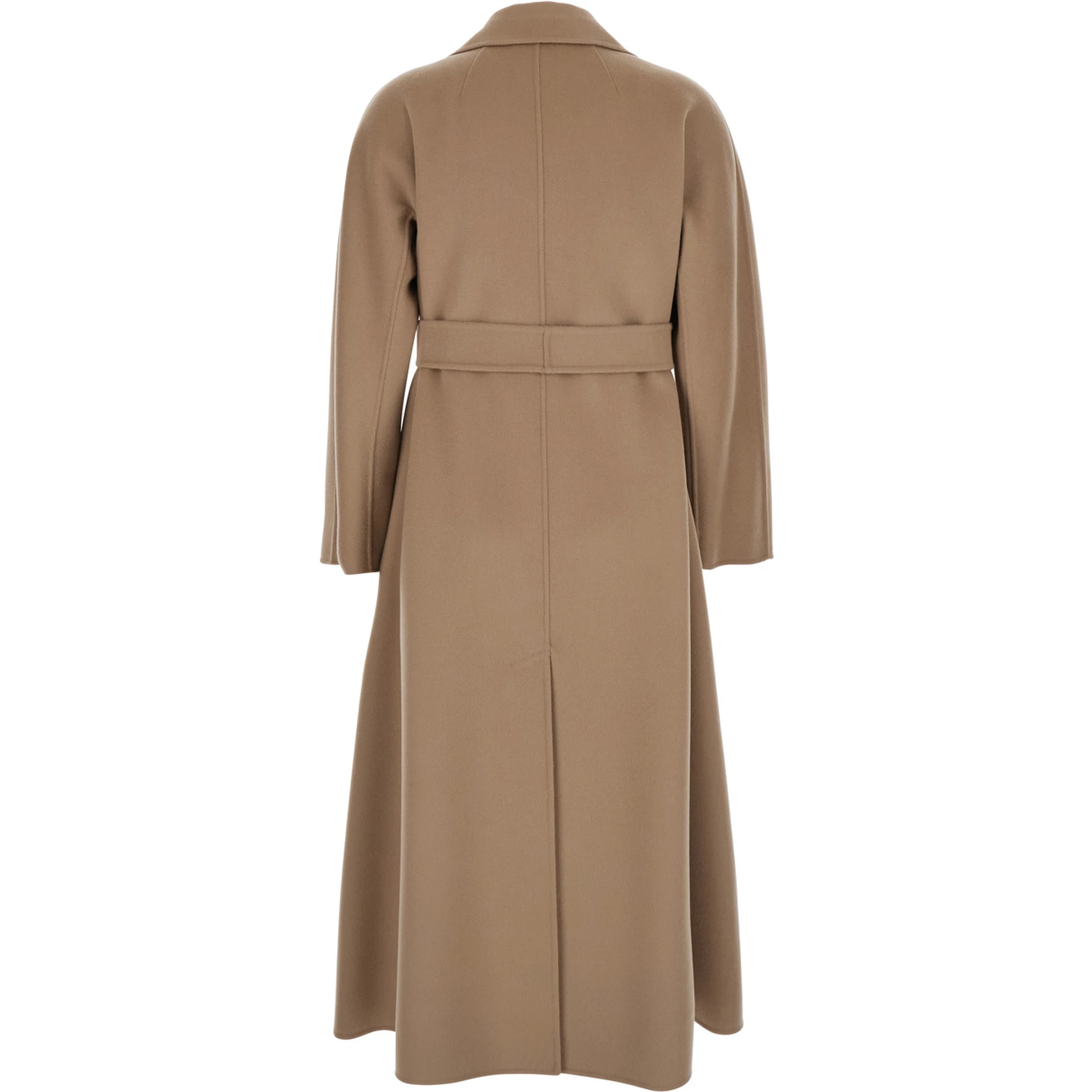 Enzo Beige Coat with Wide Notched Revers in Virgin Wool Woman