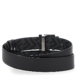 Black Reversible Belt with FF Buckle in Leather Man