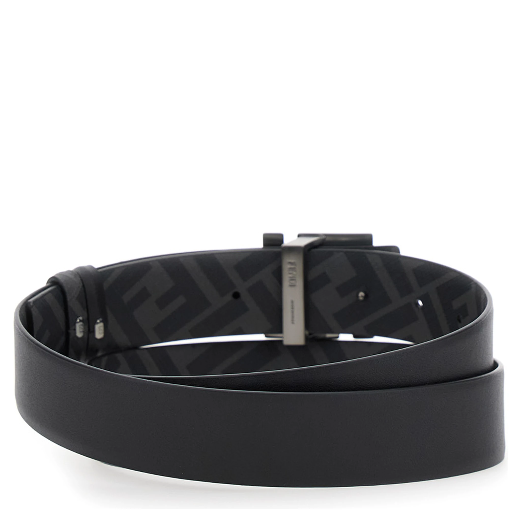 Black Reversible Belt with FF Buckle in Leather Man