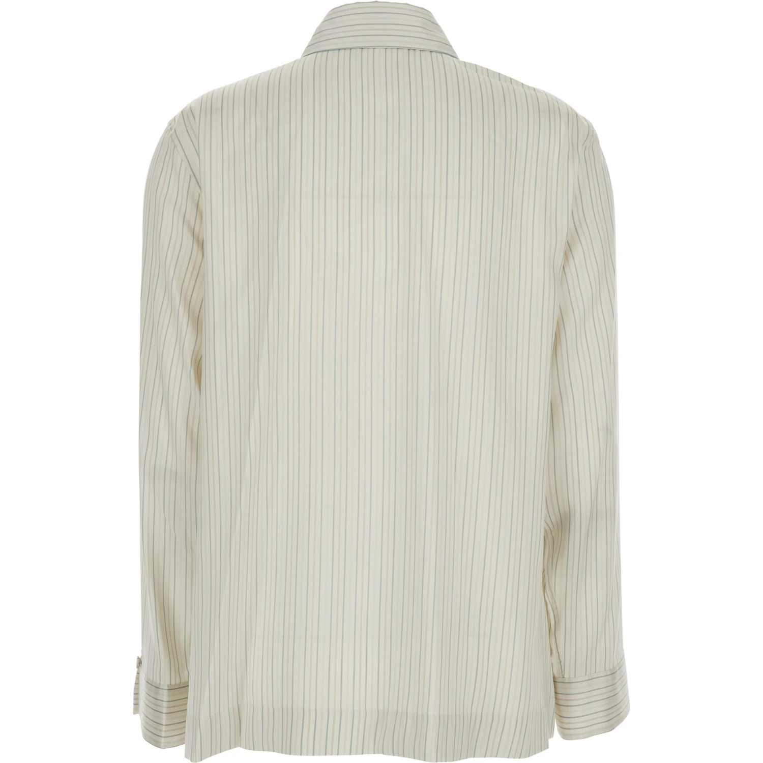 White Shirt with Point Collar and Asymmetrical Closure in Silk Woman