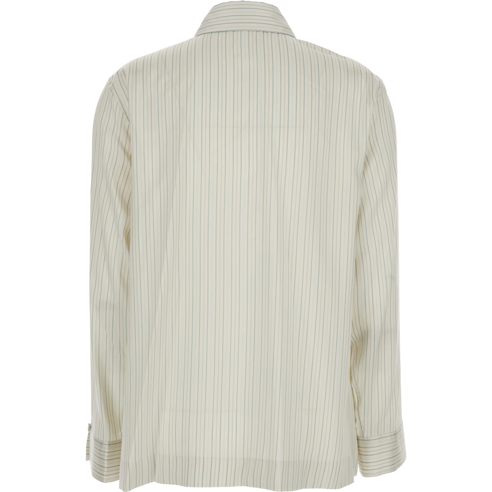 White Shirt with Point Collar and Asymmetrical Closure in Silk Woman