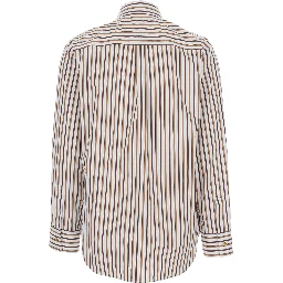 Multicolor Shirt with Classic Collar and All-Over Striped Motif in Cotton Woman
