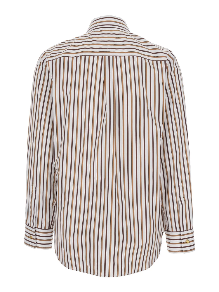 Multicolor Shirt with Classic Collar and All-Over Striped Motif in Cotton Woman alternative