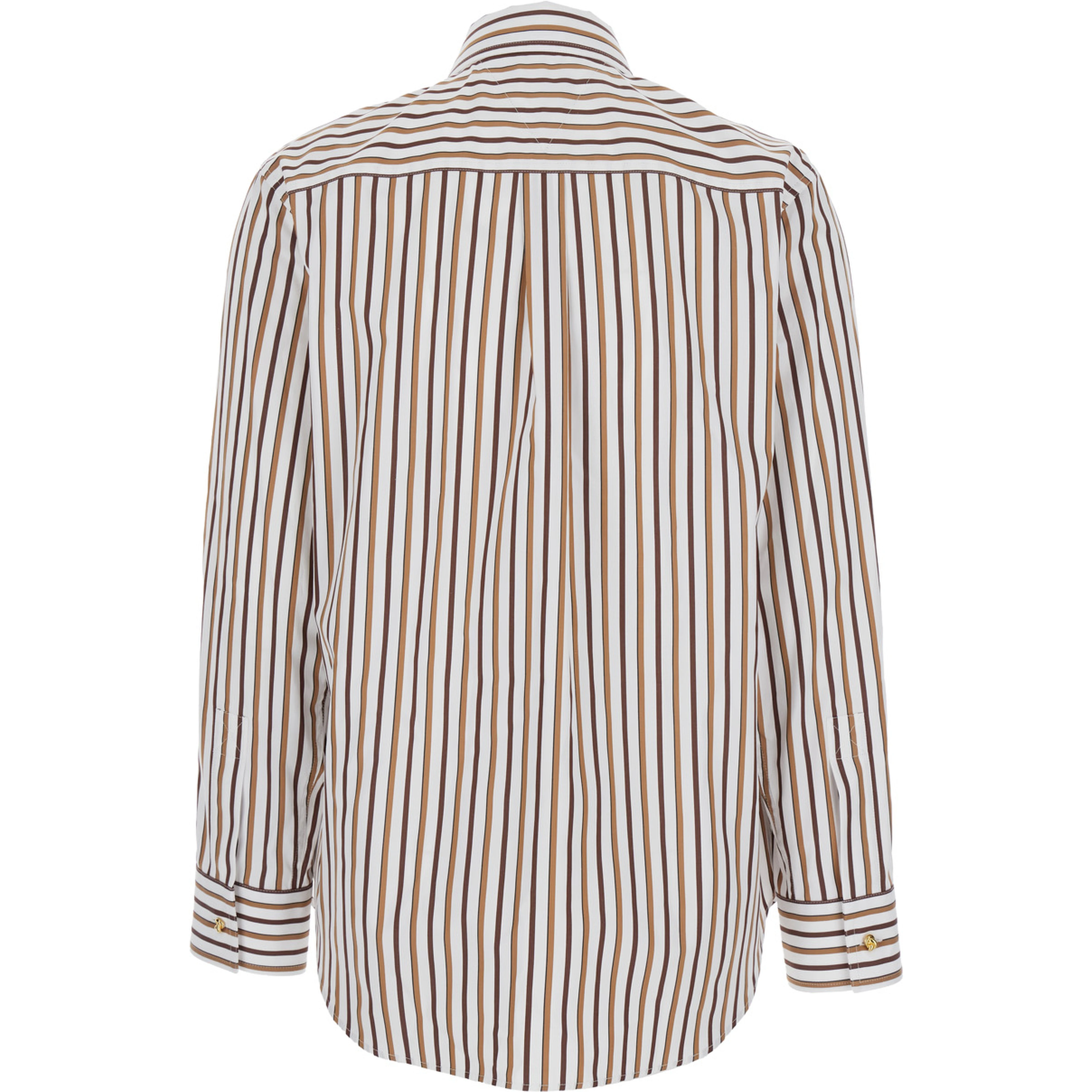 Multicolor Shirt with Classic Collar and All-Over Striped Motif in Cotton Woman