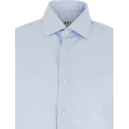 Light Blue Shirt with Classic Collar in Cotton Man