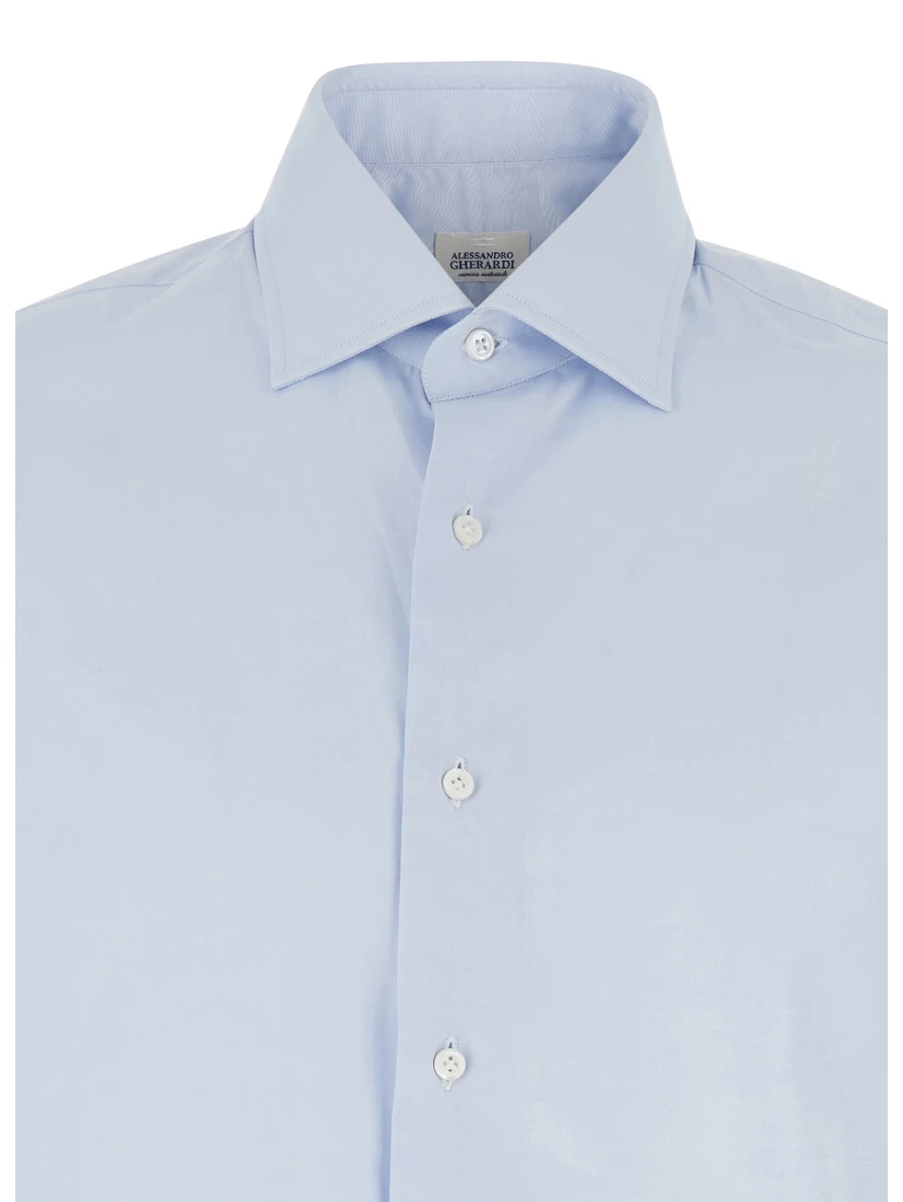Light Blue Shirt with Classic Collar in Cotton Man