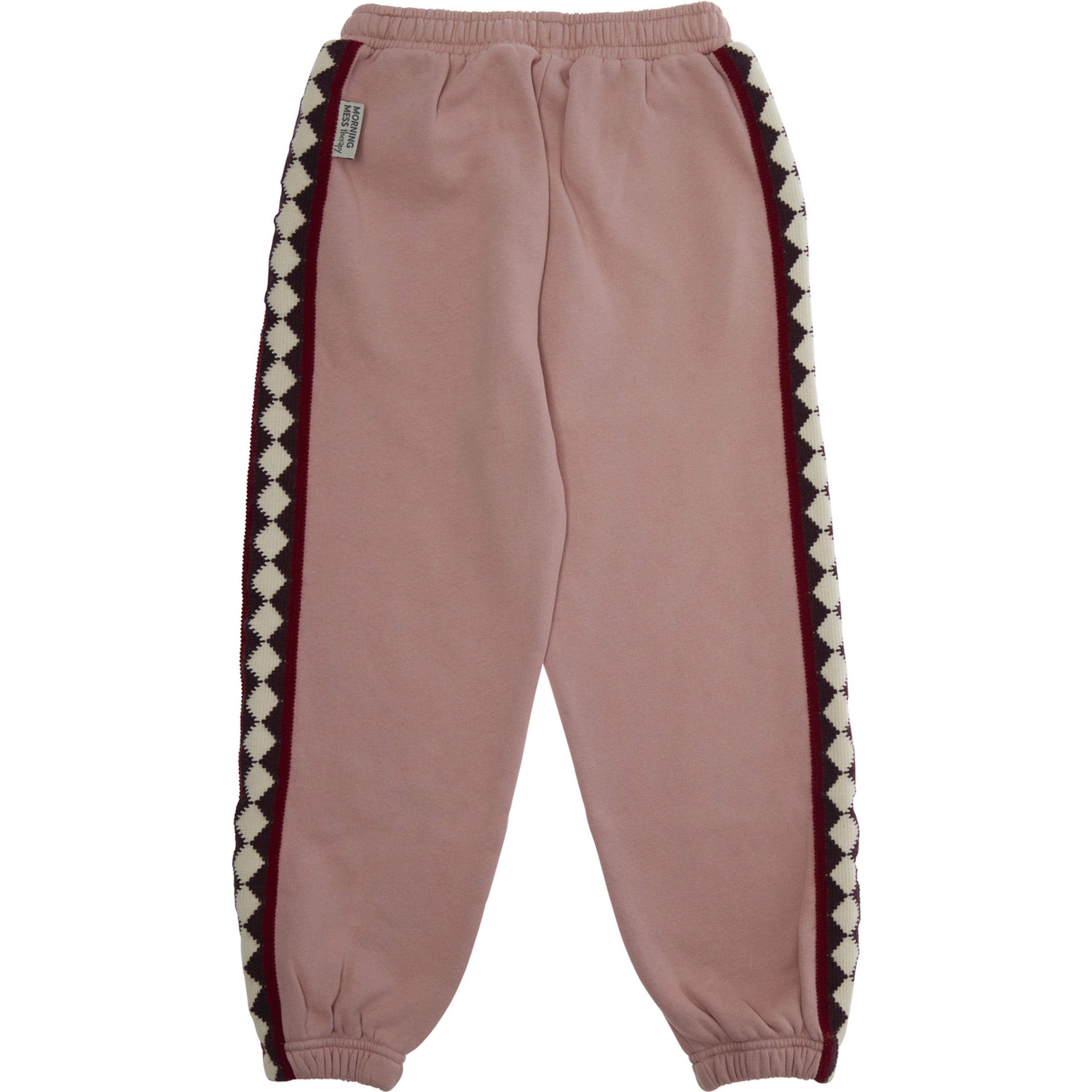 Gino Pink Pants with Elastic Waist and Embroidery on the Side in Cotton Girl
