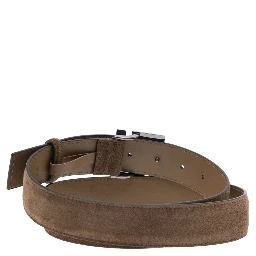 Brown Belt with FF Buckle Closure in Suede Man