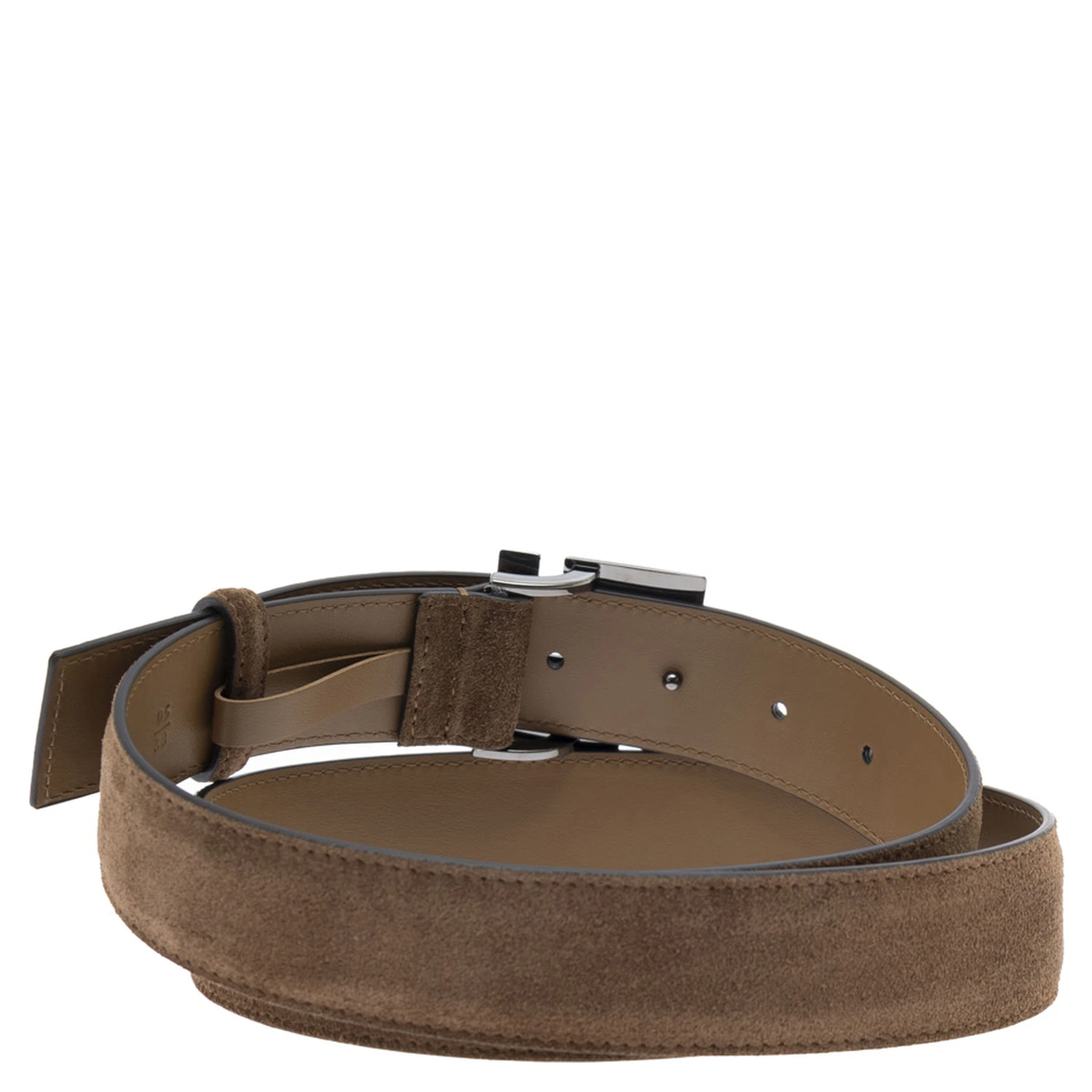 Brown Belt with FF Buckle Closure in Suede Man