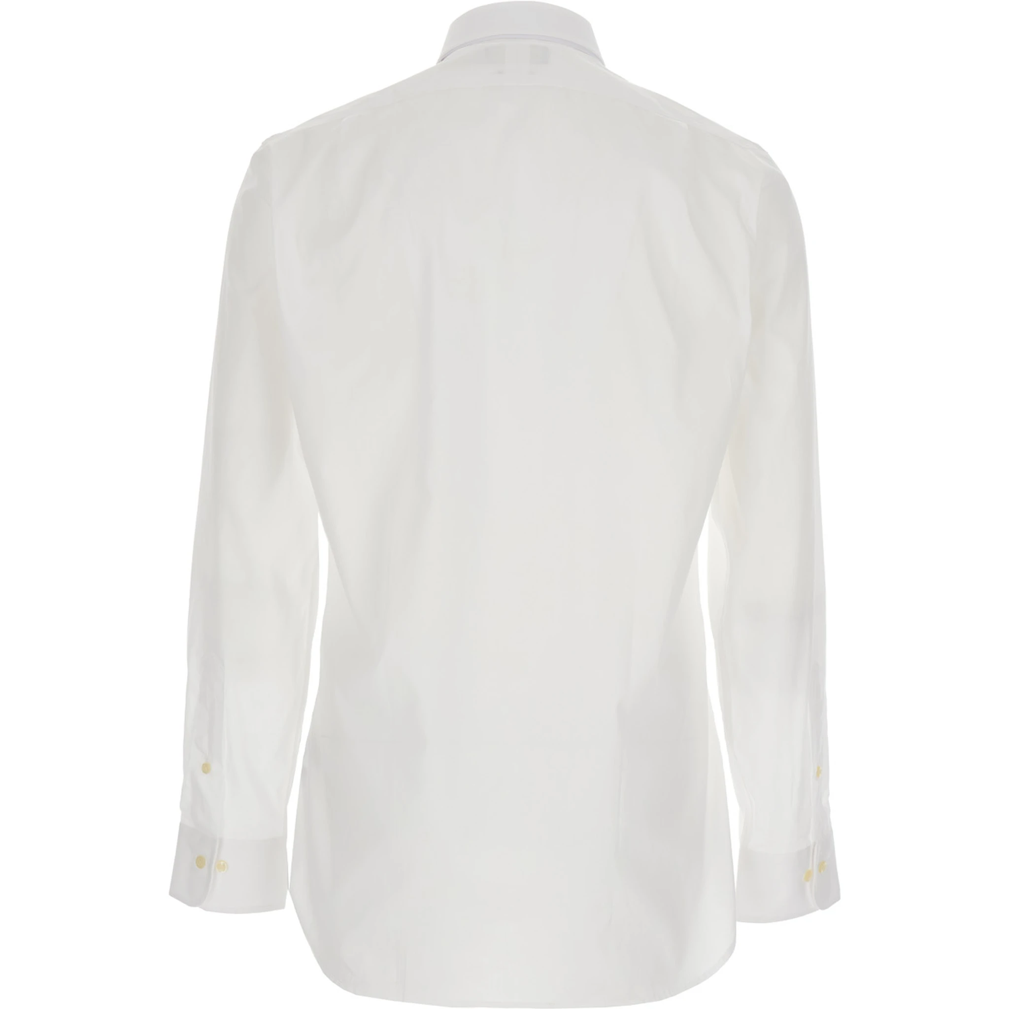 Slim Fit White Shirt with Pointed Collar and Embroidery on the Front in Cotton Man