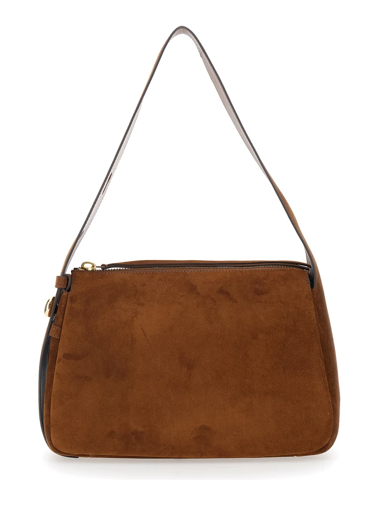 Romy Brown Shoulder Bag with Adjustable Shoulder Strap in Grained Leather Woman alternative