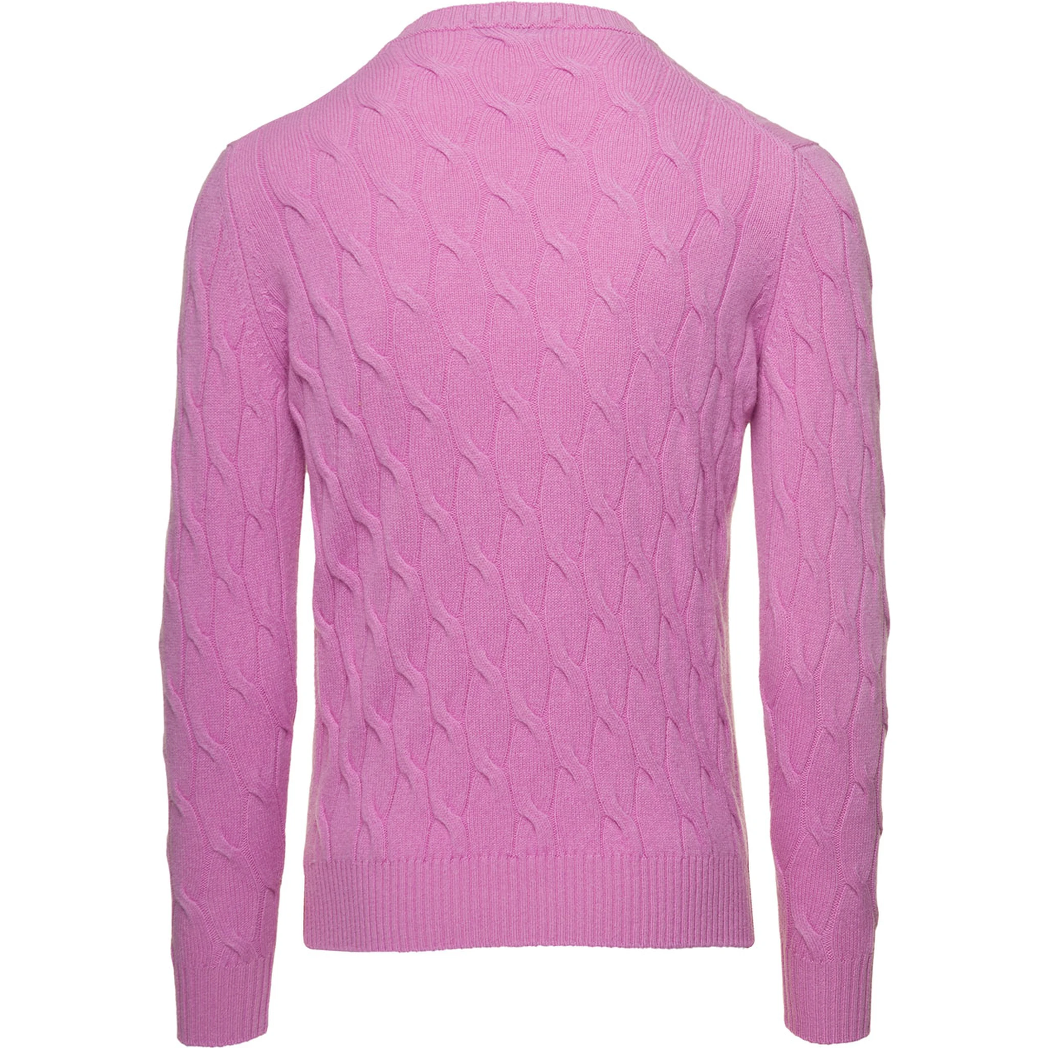 Pink Cable Knit Sweater in Wool and Cashmere Man Gaudenzi