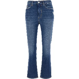 Blue Flared Jeans with Logo Patch on the Rear and Logo Detail on the Rear in Denim Woman