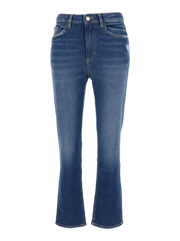 Blue Flared Jeans with Logo Patch on the Rear and Logo Detail on the Rear in Denim Woman
