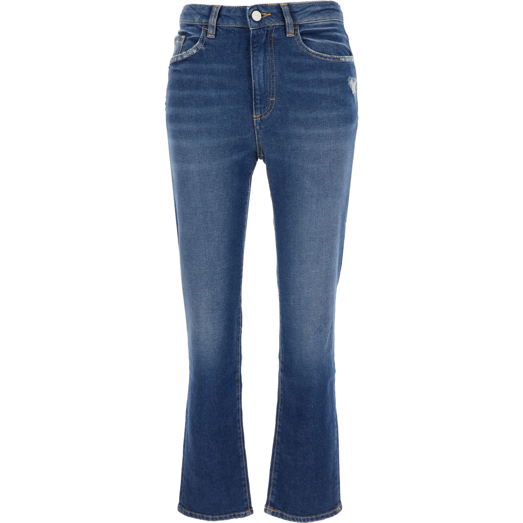 Blue Flared Jeans with Logo Patch on the Rear and Logo Detail on the Rear in Denim Woman