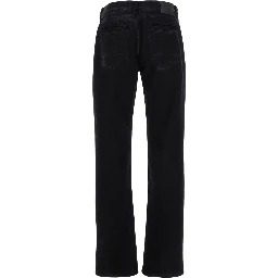 Black Jeans with Logo Patch on the Rear and Worn Out Effect in Denim Man