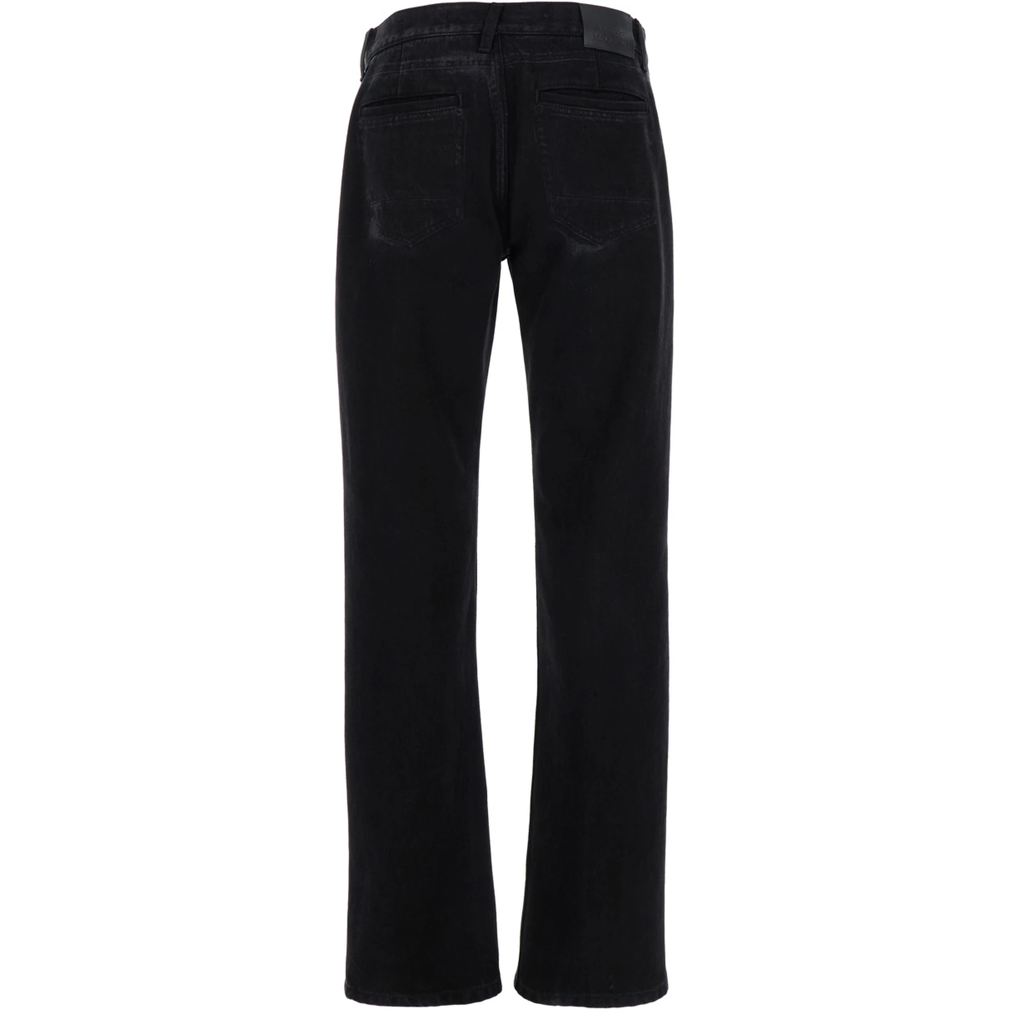 Black Jeans with Logo Patch on the Rear and Worn Out Effect in Denim Man