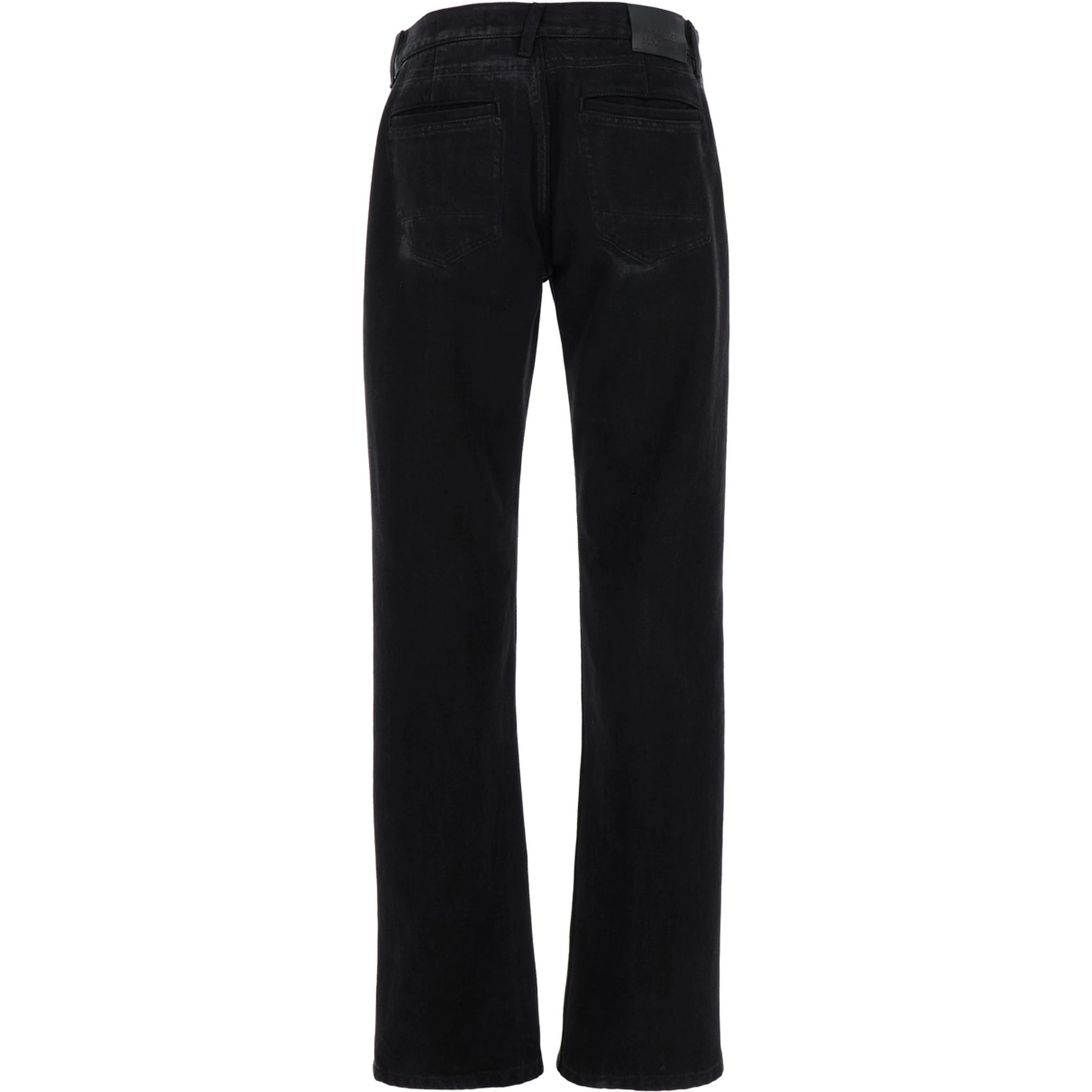 Black Jeans with Logo Patch on the Rear and Worn Out Effect in Denim Man