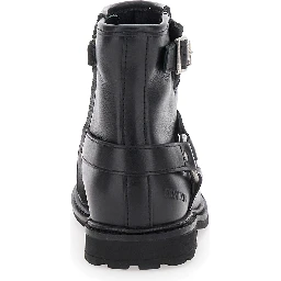 Black Ankle Boots with Harness Detail in Rubber Girl