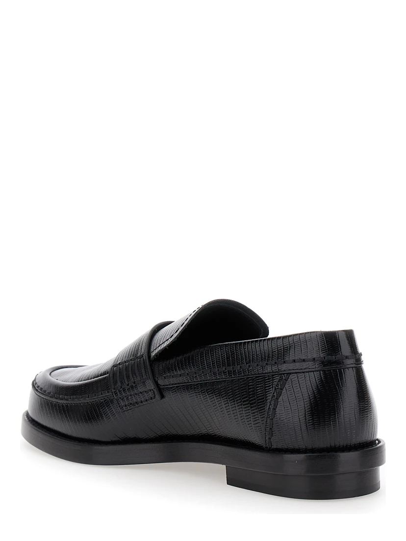 Black Slip-On Loafers in Leather Man