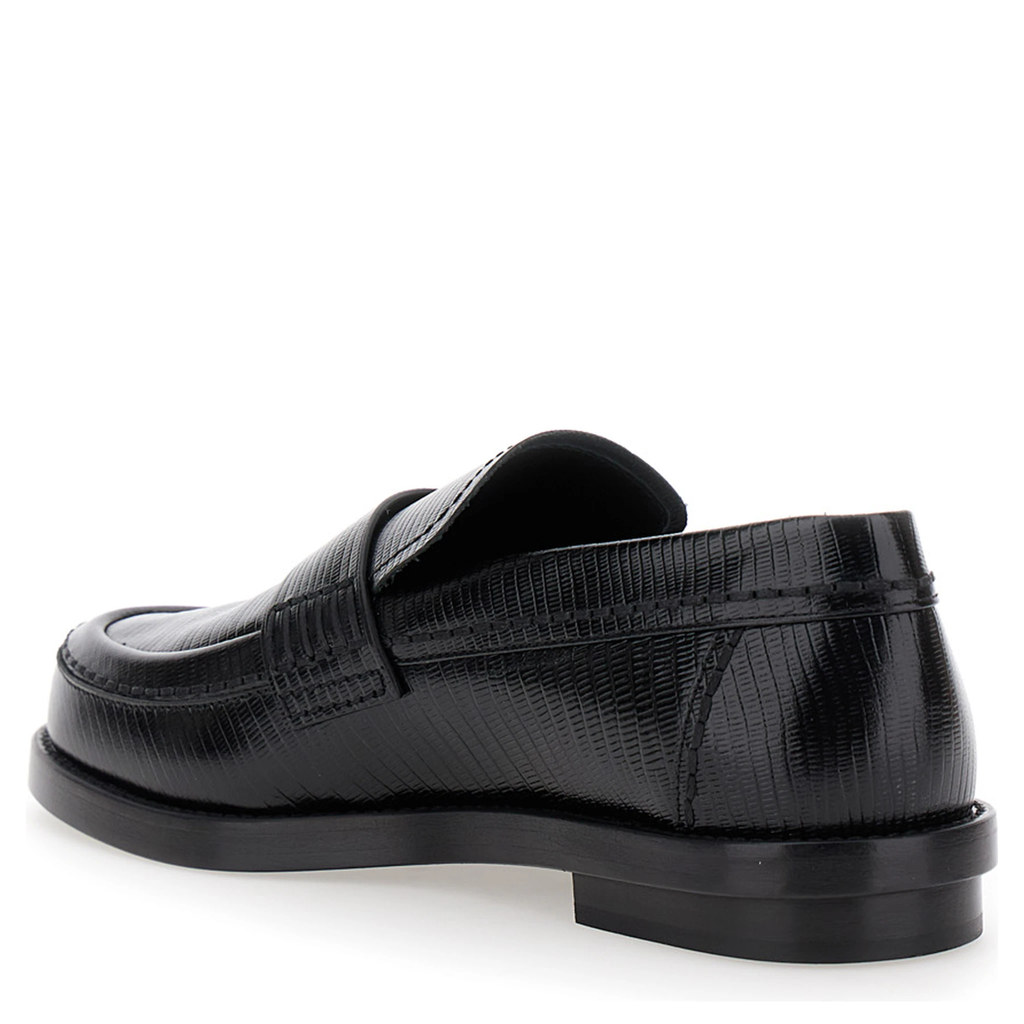 Black Slip-On Loafers in Leather Man