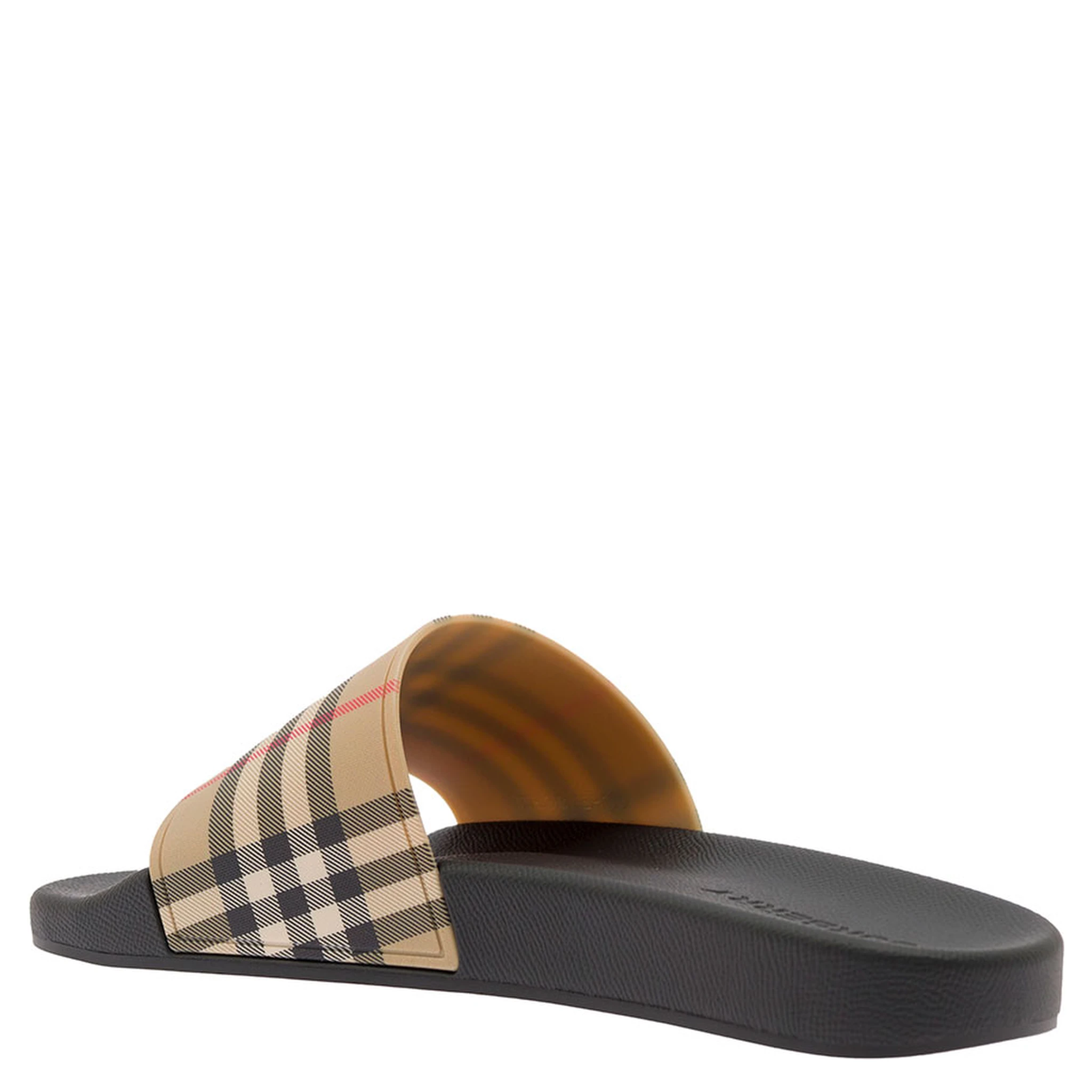 Beige Vintage Check Print Slides Man