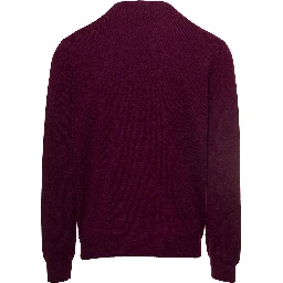 Purplish Red Crewneck Sweater In Cashmere Man Gaudenzi