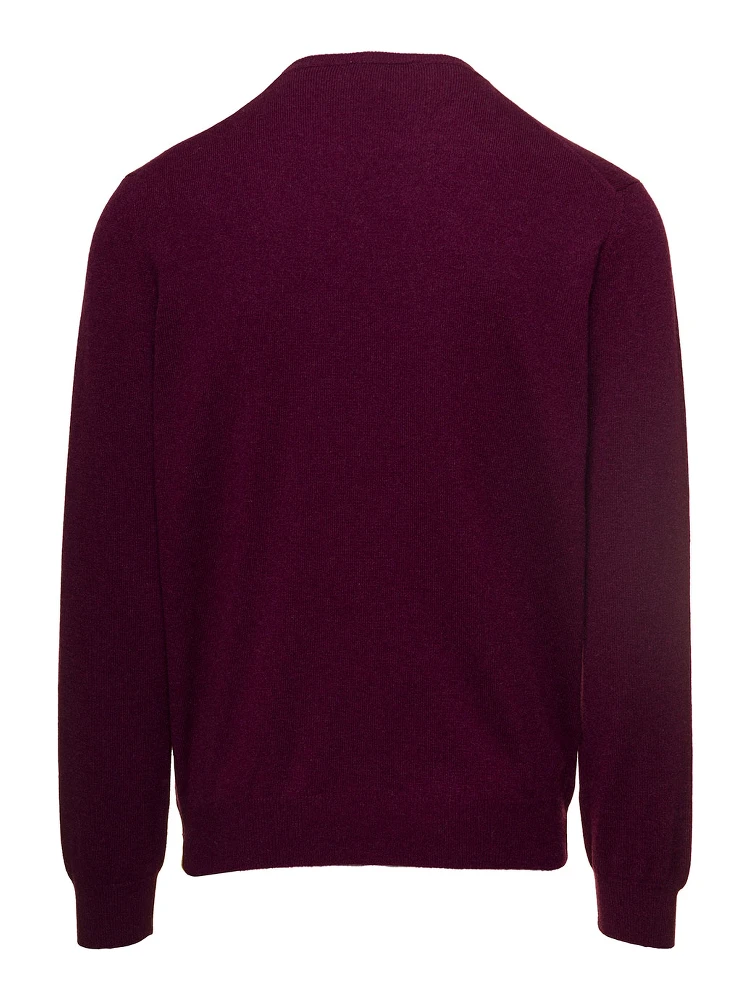 Purplish Red Crewneck Sweater In Cashmere Man Gaudenzi alternative