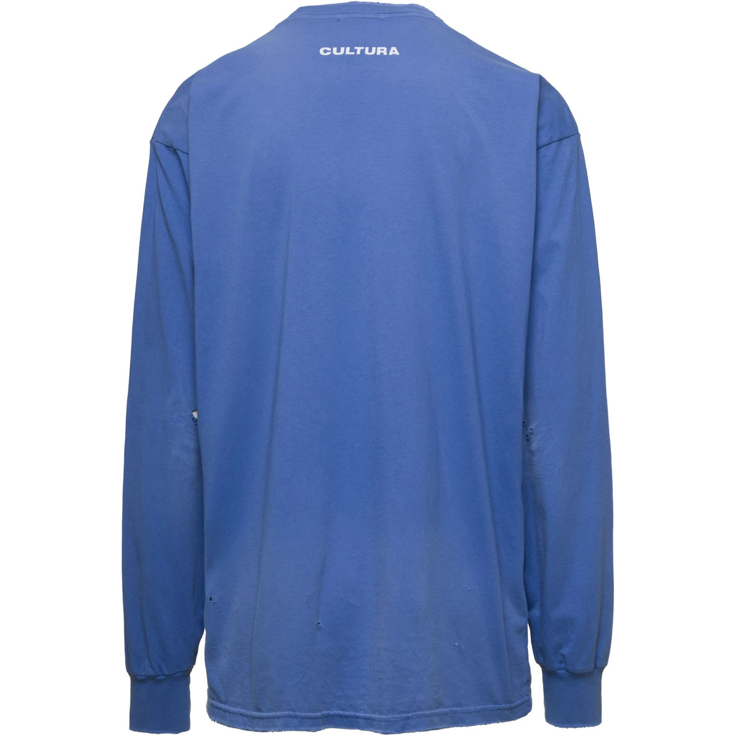 Blue Crewneck Sweatshirt with Contrasting CLTR Print in Jersey Man