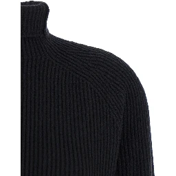 "Ebridi" Ribbed Long Dress in Cashmere in Black Woman