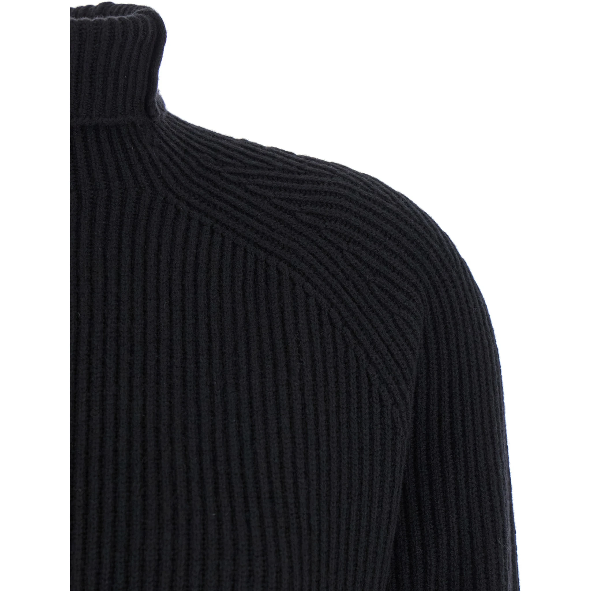 "Ebridi" Ribbed Long Dress in Cashmere in Black Woman