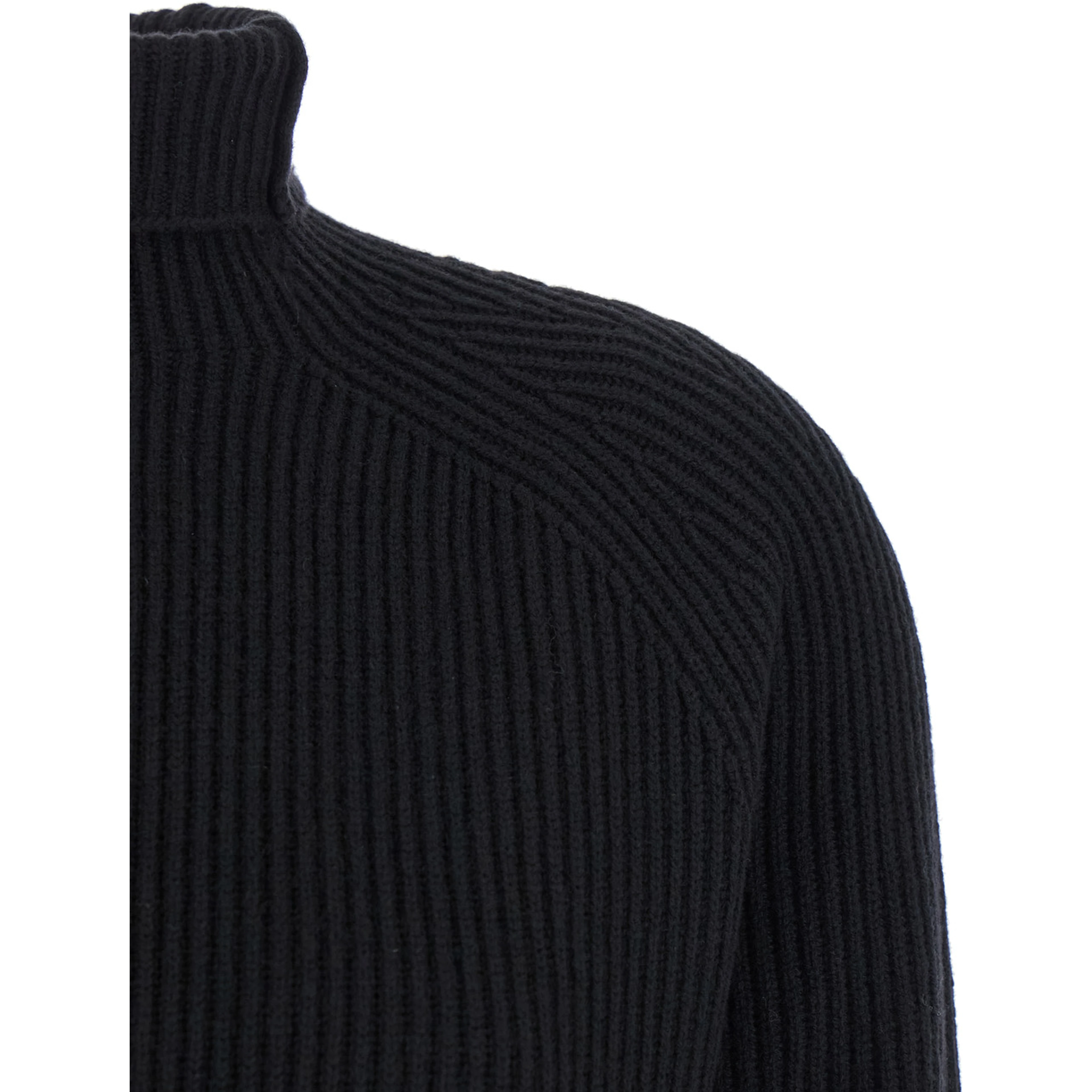 "Ebridi" Ribbed Long Dress in Cashmere in Black Woman