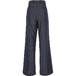 Grey Wide Pants with Concealed Closure in Wool Blend Woman