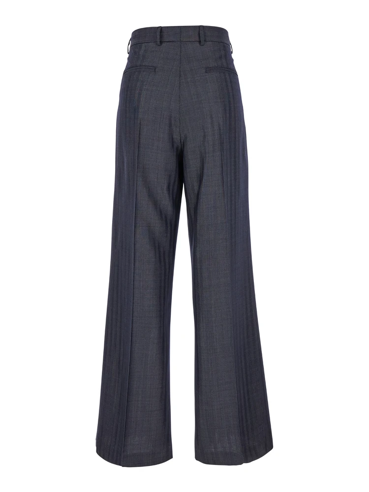 Grey Wide Pants with Concealed Closure in Wool Blend Woman alternative