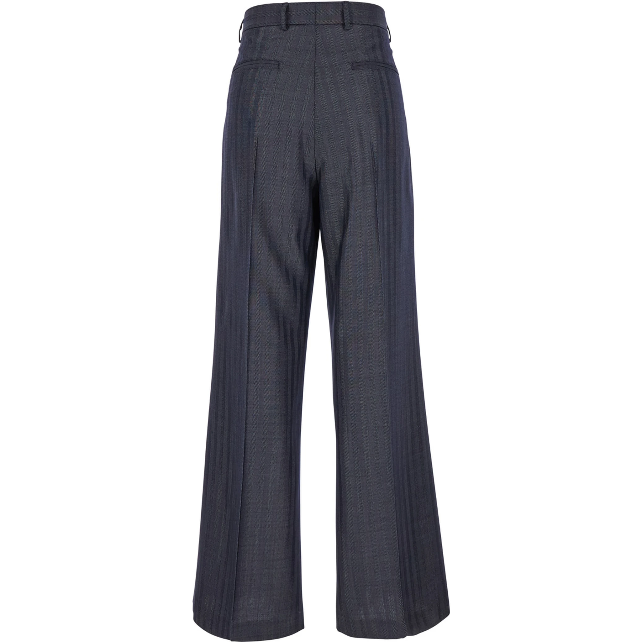 Grey Wide Pants with Concealed Closure in Wool Blend Woman