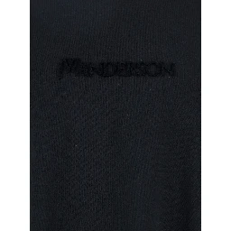 Black Crewneck T-Shirt with Logo Lettering Embroidery on the Front in Cotton Man