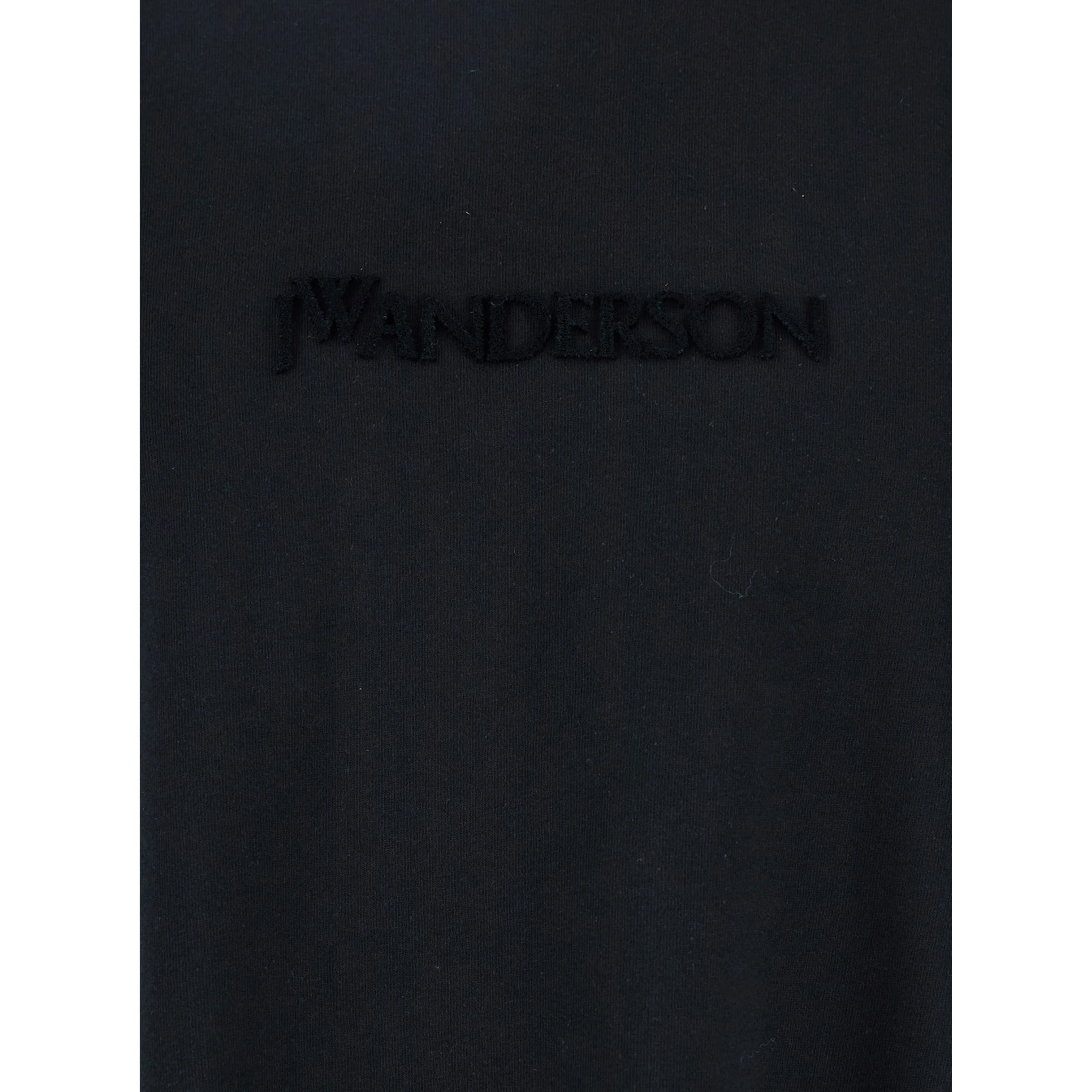 Black Crewneck T-Shirt with Logo Lettering Embroidery on the Front in Cotton Man