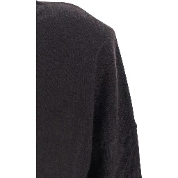 Brown Dress with Boat Neck in Wool and Cashmere Blend Woman