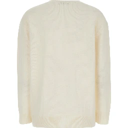 White Sweater with 1951 Logo in Wool and Cashmere Woman