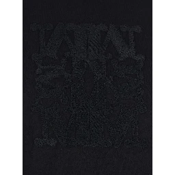 Black Crew Neck T-Shirt with Front Logo in Cotton Woman