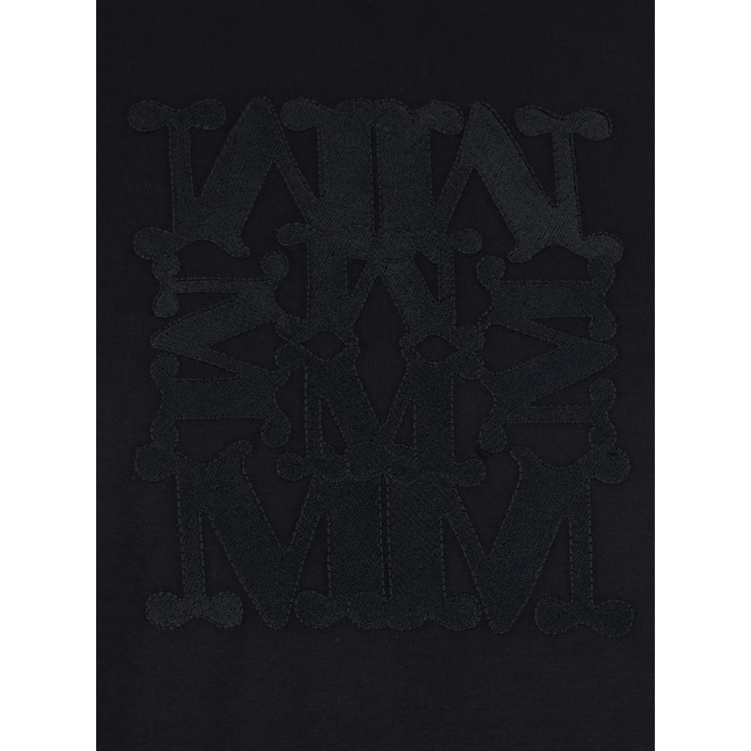 Black Crew Neck T-Shirt with Front Logo in Cotton Woman