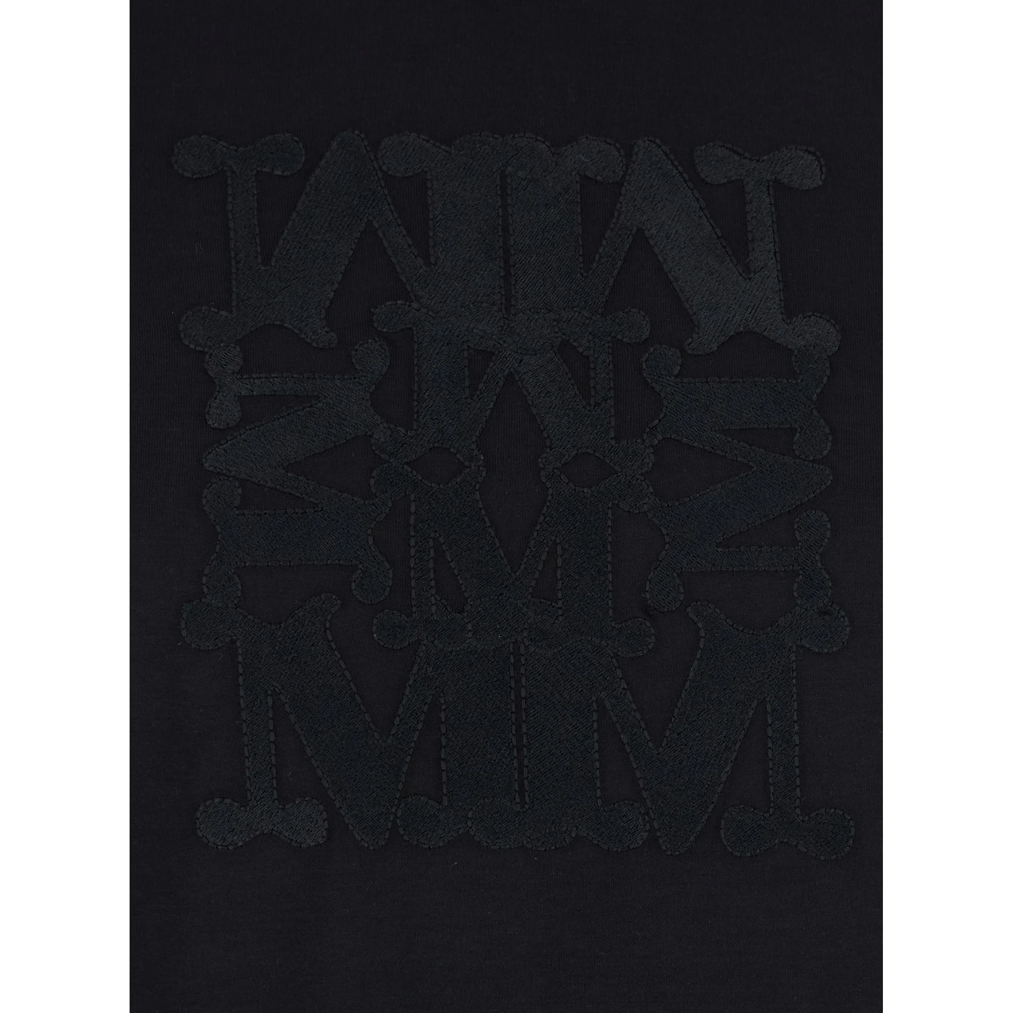 Black Crew Neck T-Shirt with Front Logo in Cotton Woman